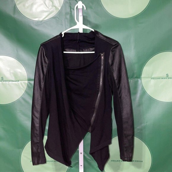 Blank NYC mixed media faux leather/cotton Front Drape Moto Jacket BLACK sz S-EUC - Picture 1 of 6